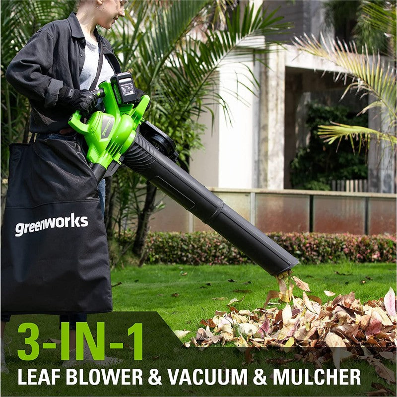 GREENWORKS 48 VOLT (2X24 VOLT) ACCU BLADBLAZER EN ZUIGER DIGIPRO