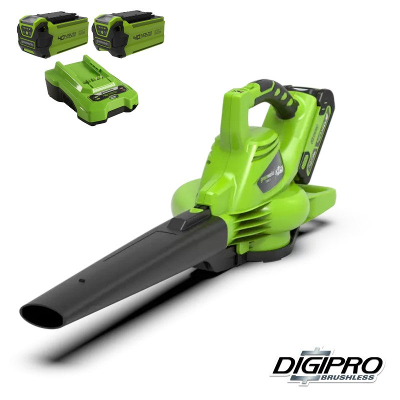 GREENWORKS 40 VOLT ACCU BLADBLAZER EN ZUIGER DIGIPRO