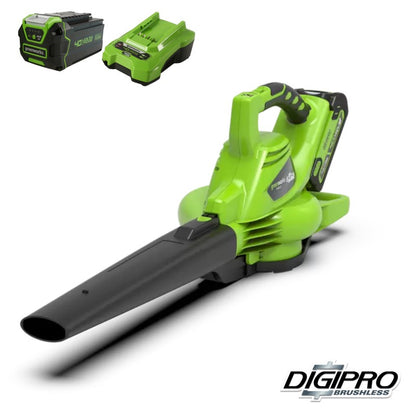 GREENWORKS 40 VOLT ACCU BLADBLAZER EN ZUIGER DIGIPRO