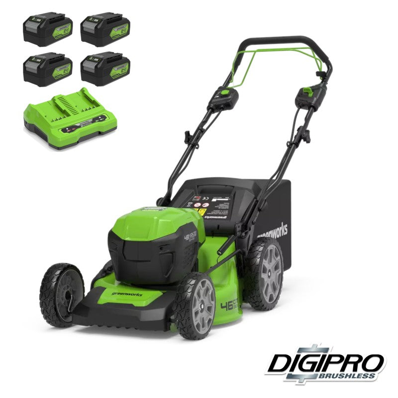 GREENWORKS 48 VOLT (2X24 VOLT) ACCU MAAIER (46 CM) ZELFRIJDEND (DIGIPRO)